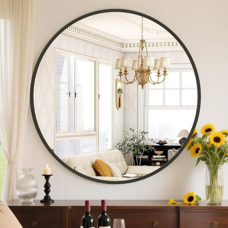 Sweetcrispy 30-Inch Black Round Wall Mirror