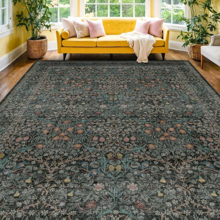 Vintage Dark Green Area Rug